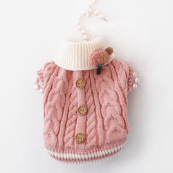 Dog Clothes Autumn And Winter Pet Clothes Dog Clothes Sweet Button Sweater Teddy Cat Clothes