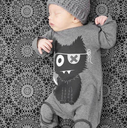 Infant Cartoon Bear Baby Clothes Girl&Boys Long Sleeve Cat Print Cute Baby Rompers