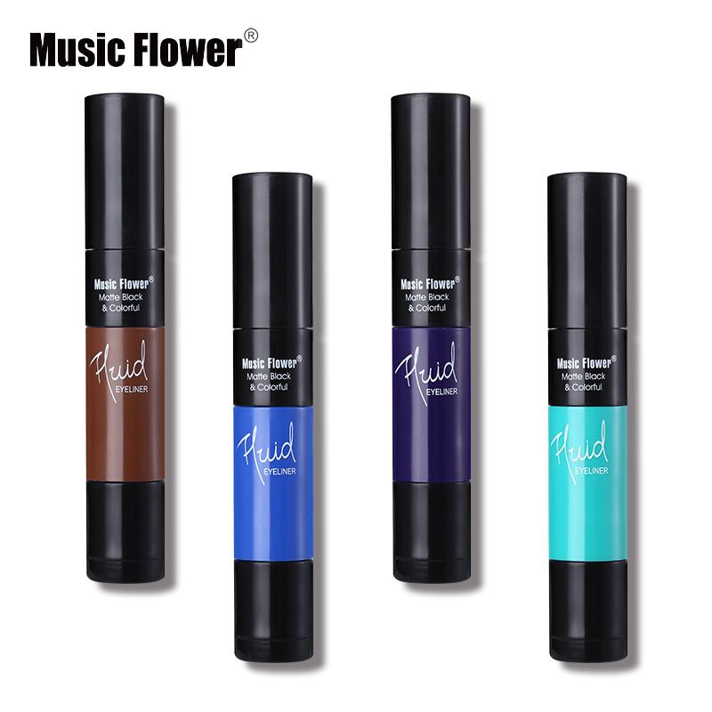 Music Flower Matte Black & Colorful 2 In 1 Waterproof Liquid Eyeliner Pen Makeup Fast Dry Smooth Long Lasting Charm Eyes Liner