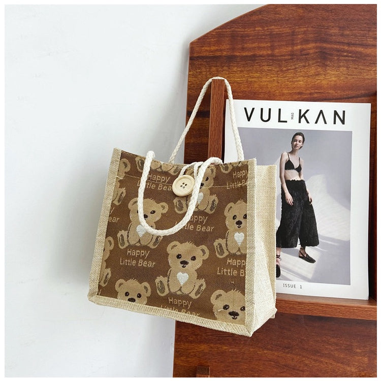 Japanese Cartoon Bear Tote Bag Cute And Lightweight Student Lunch Bag Large Capacity Storage Lunch Box Shoulder Bag