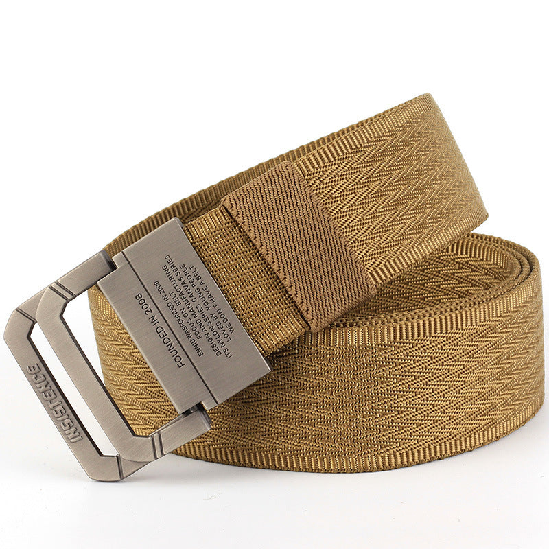 ENNIU Double-Ring Buckle Belt Nylon Canvas Belt Men's Youth Trendy Canvas Belt Fashion Casual Belt