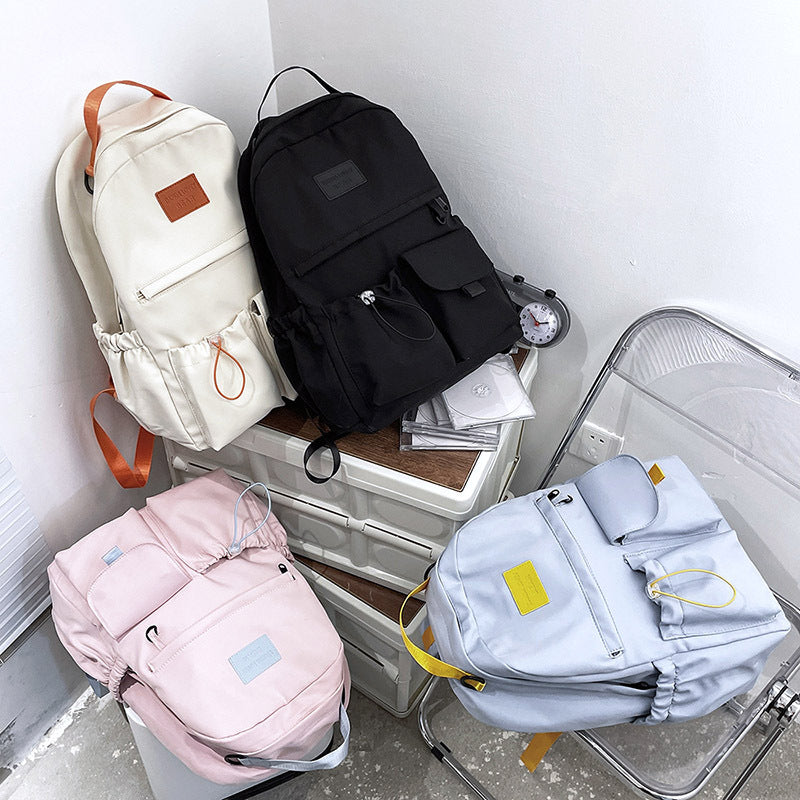 Canvas Schoolbag Girls Japanese Ins Junior High School Students Large Capacity Backpack Simple Trendy Casual Schoolbag