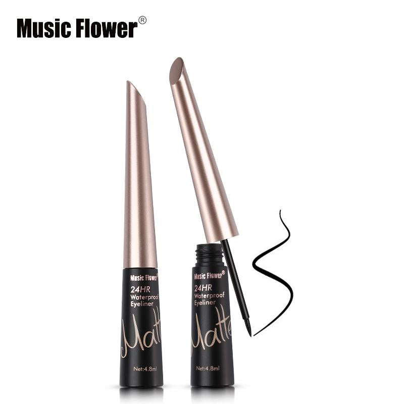 Music Flower Brand Waterproof Liqiud Eyeliner Pencil 24H Long-lasting Matte Eye Liner Delineador Black Eyelid Quick-Dry Makeup
