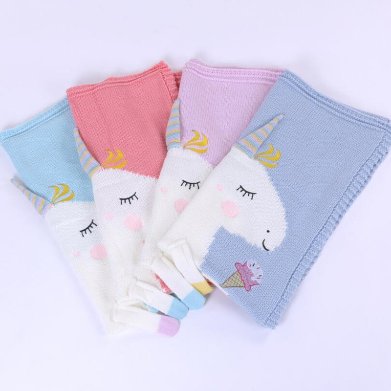 60*120cm Baby Blankets Infant Kids Unicorn animal Soft Warm knit Swaddle Kids Bath Towel Lovely Newborn Baby Bedding Props