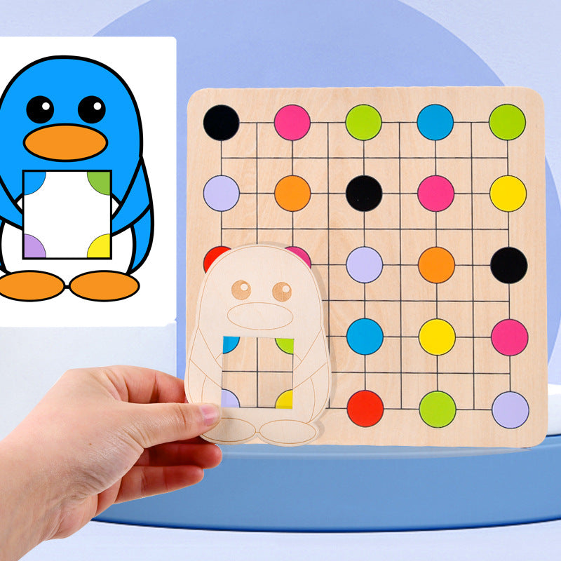 Wooden Penguin Looking For Color Matching Children's Educational Early Education Puzzle Toy Space Orientation Color Cognitive Game