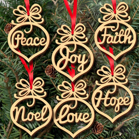 6Pc Merry Christmas Decorations For Home Wooden Hollow Ornament Christmas Tree Hanging Pendant Decoration Xmas Decor #WO