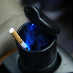 Portable Car Auto Ashtray Blue LED Light Smokeless Ashtray Cigarette Holder Anti-slip Rubber Botton