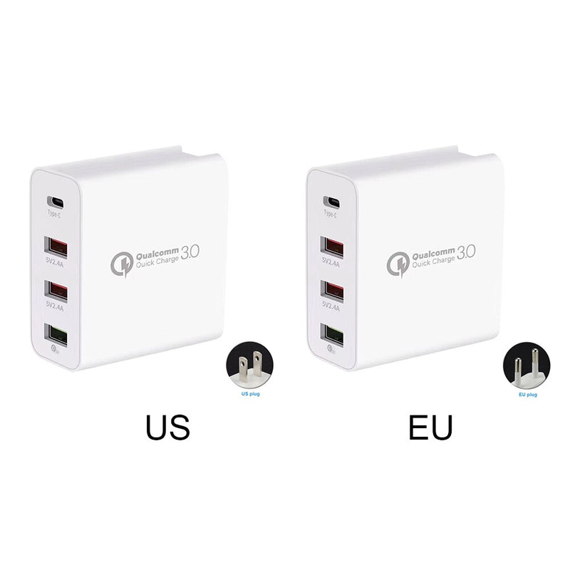 4 Ports Universal Car Wall Charger Power Supply Travel Adapter 48W PD Type C USB Mobile Phone Tablet Home Portable Fast Plug