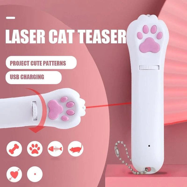 LED Projection Cat Claw Funny Cat Stick USB Charging Cat Supplies Multi-Pattern Six-In-One Infrared