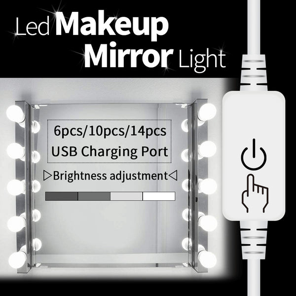 CanLing USB LED 12V Vanity Mirror Makeup Lamp 10  Bulbs Kit For Dressing Table Stepless Light 8W