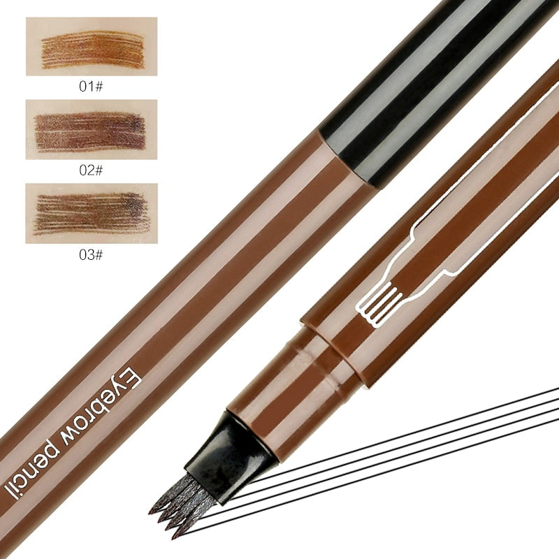 3 Colors Microblading Tattoo Eyebrow Pencil Waterproof Fork Tip 4 Head Eye Brow Pencils Eye Liner Beauty Makeup Tools TSLM1