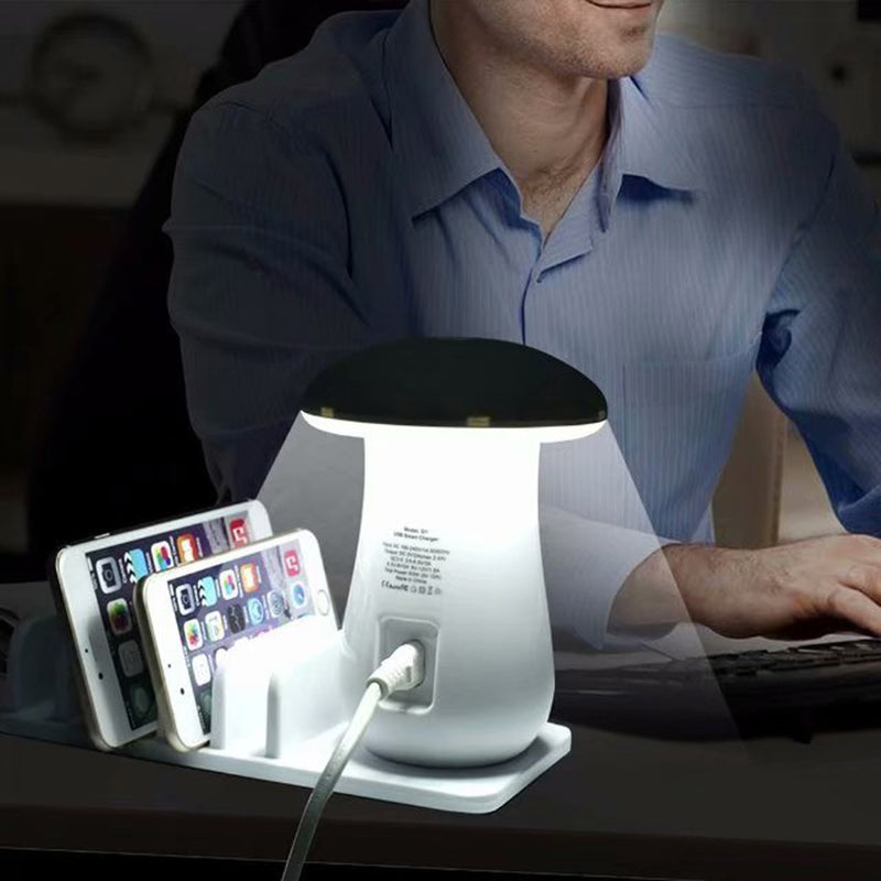 Multi Port Quick charger 3.0 Mushroom Lamp QC3.0 Charge for smart phone  Led Lamp USB Charging Station Dock