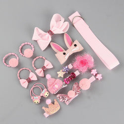 18 Pcs/Box Children Cute Hair Accessories Set Baby Fabric Bow Flower Hairpins Barrette s Hair clips Girls Headdress Gift