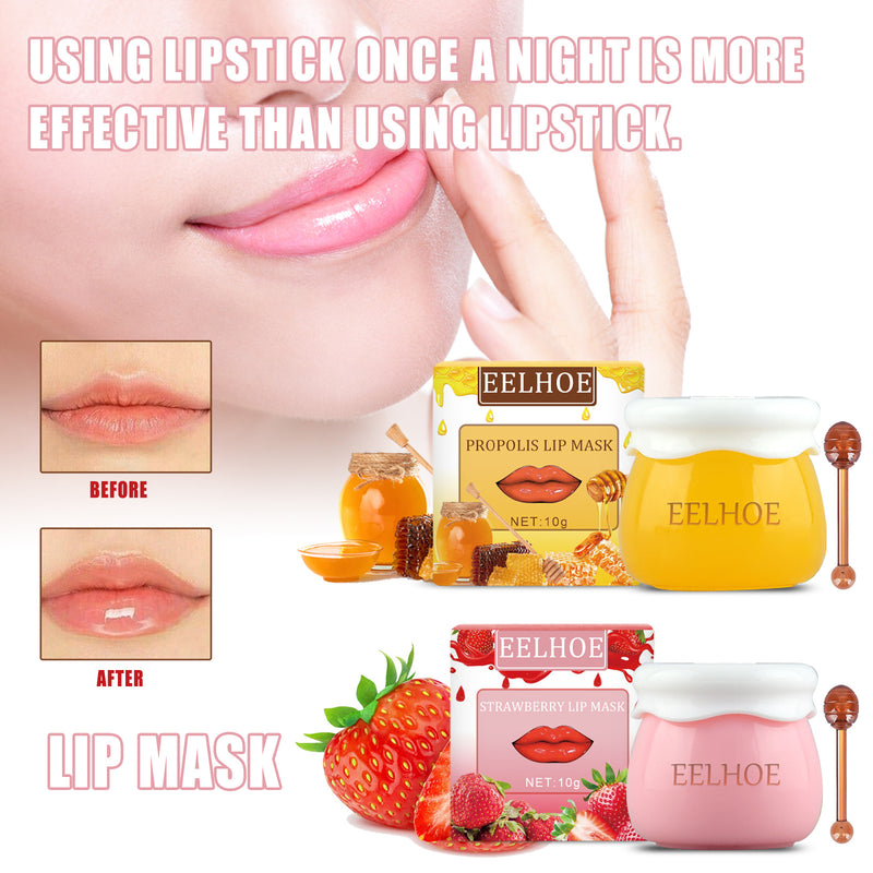 Strawberry Honey Lip Mask With Lip Brush Moisturizing Lip Mask Desalt Lip Color Moisturize Light Lip Lines Are Not Greasy And Easy To Absorb