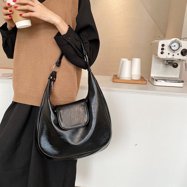 Women's Bag Texture Design Bag New Fashion Simple Retro Tote Bag ins Large Capacity One Shoulder