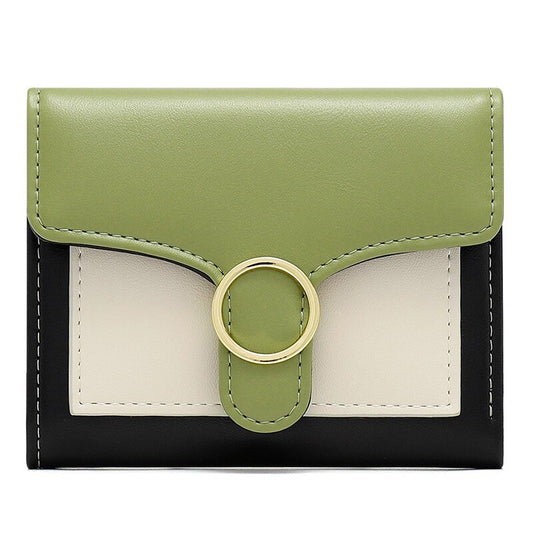 Brand Designer Geometric Panelled Trifold Women Wallet Pu Leather Zipper Coin Ladies Small Purse Card Holder Short Female Wallet