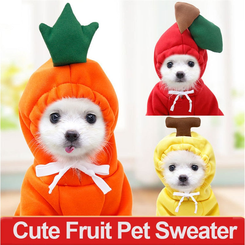 Warm Dog Winter Clothes Cute Fruit Dog Coat Hoodies Fleece Pet Dogs Costume Jacket for French Bulldog Chihuahua Ropa Para Perro