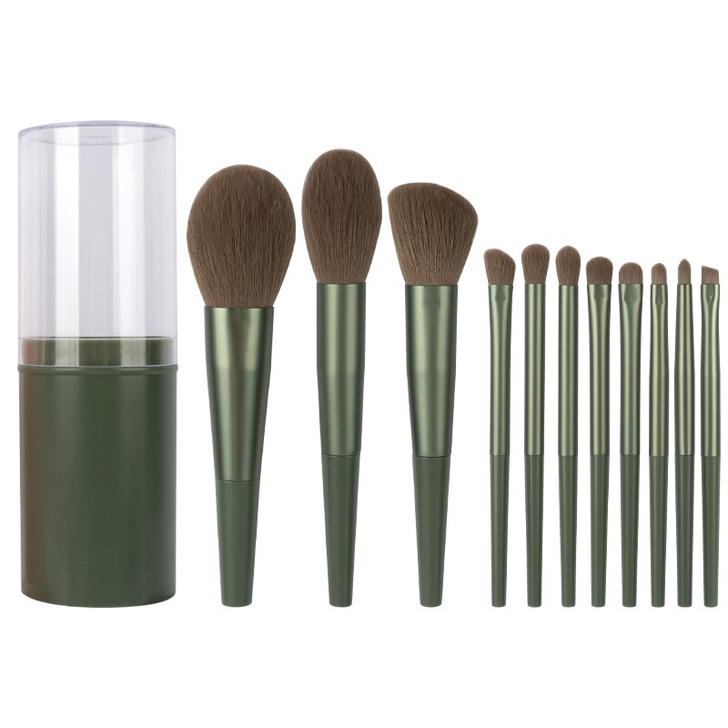 11pcs Long Tube Makeup Brushes Set Professional Natural Hair Powder Foundation Eyeshadow Contour Eyebrow Cosmetic Brush Kit