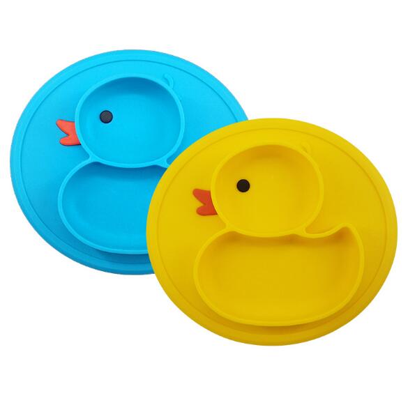 Cute Small Yellow Duck Silicone Happy Baby Kids Anti-drop Suction Table Food Tray Place mat Plate Bowl Mat