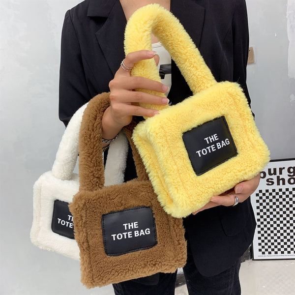 New Style Imitation Lamb Wool Plush Bag In Autumn And Winter Small Fashion Mini Tote Handbag For Women