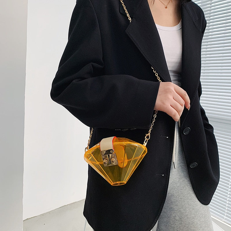 Acrylic Diamond Shape Women's Purses and Handbags Party Clutch Bag Mini Chain Shoulder Bag Evening Bag Luxury Designer Bag