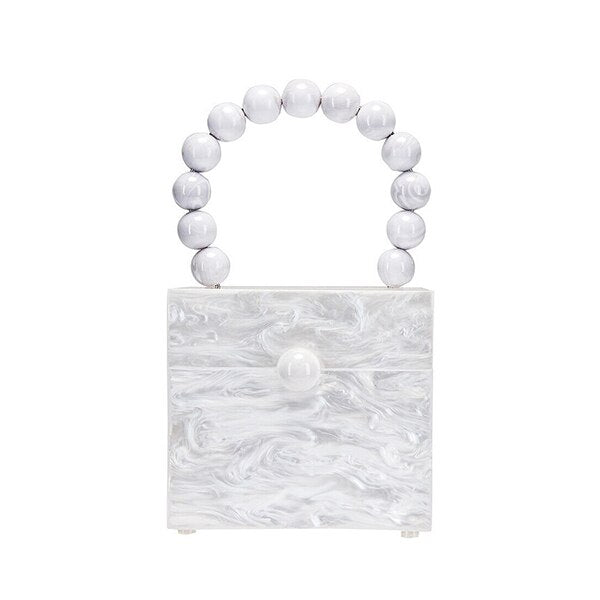 Acrylic Box Evening Clutch Bag Women Luxury Stone Pattern Beaded Hard Handbag Ladies Designer Green Party Purse Dinner New