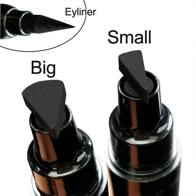 Cmaadu 2 In1 Stamp Seal Eyeliner Pen Waterproof Liquid Eyeliner Pencil Long Lasting Quick Dry Natural Make Up Black Liner
