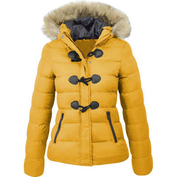 Autumn And Winter Cotton Clothing Women Short Hat Warm Coat Horn Button Decoration Women Cotton