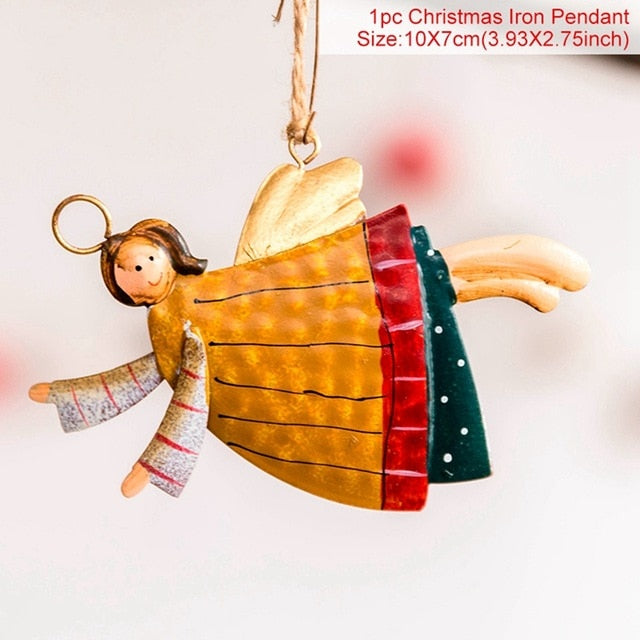 Wooden Angel Dolls Christmas Ornaments Santa Claus Christmas Decorations For Home Xmas Pendant Navidad Crafts Gift