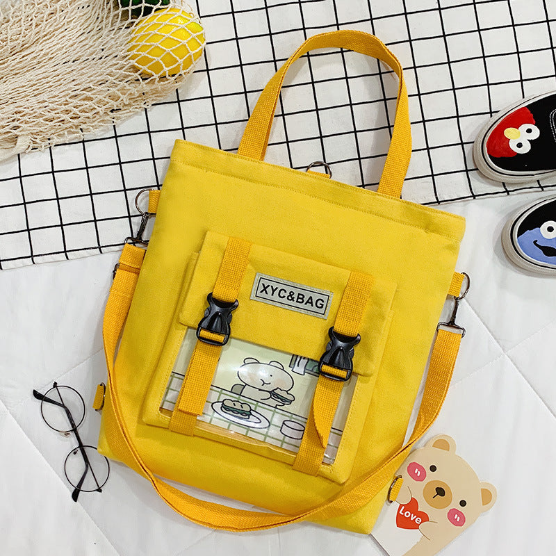 New Canvas Transparent Bag Student Canvas Bag Female Messenger Printed Canvas Bag Shoulder Bag Messenger Bag