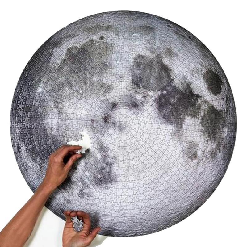 Round Puzzle Moon/ Earth Puzzle 1000 Pieces Difficult For Adult Kids Planets Puzzle Toys  Educational