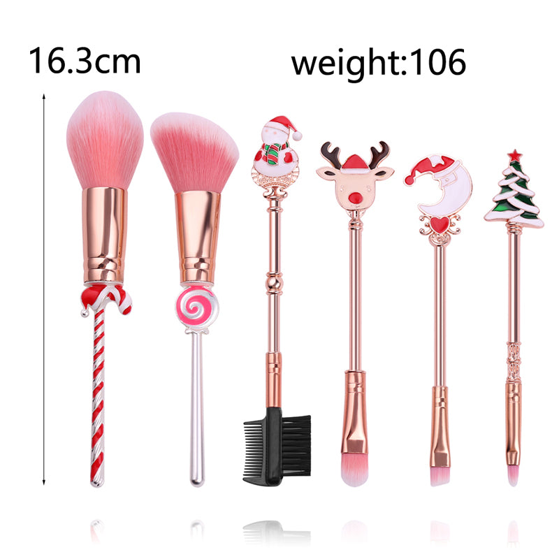 Christmas Makeup Brushes Set Soft Synthetic Hair Cosmetic Eyeliner Foundation Powder Blending Eye Shadow Makeup Tools