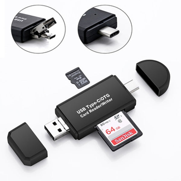 Type C & micro USB & USB 3 In 1 OTG Card Reader  High-speed USB2.0 Universal OTG TF/SD for Android Computer Extension Headers