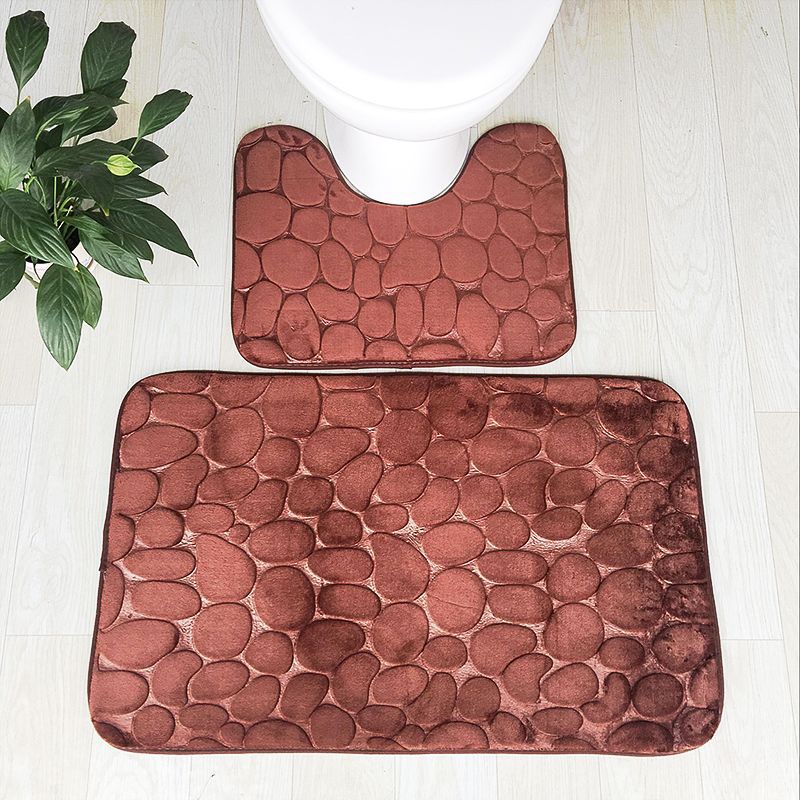 Embossed Stone Two-Piece Bathroom Toilet Floor Mat PVC Non-Slip Absorbent Carpet Door Mat