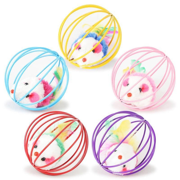 Cat Toys Feather tail Cage Mouse Enjoying Self congratulation Pet Color Emulated Mouse Teasing Cat Toys