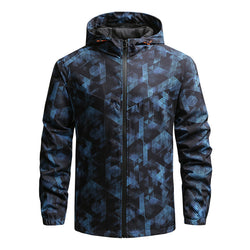 Spring And Fall Trench Coat Men Hooded Long Sleeve Full Print Sports Casual Thin Jacket