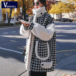 Houndstooth Coat Women's Short Woolen Autumn And Winter New Korean Version Thickened Wild Lamb Wool Coat