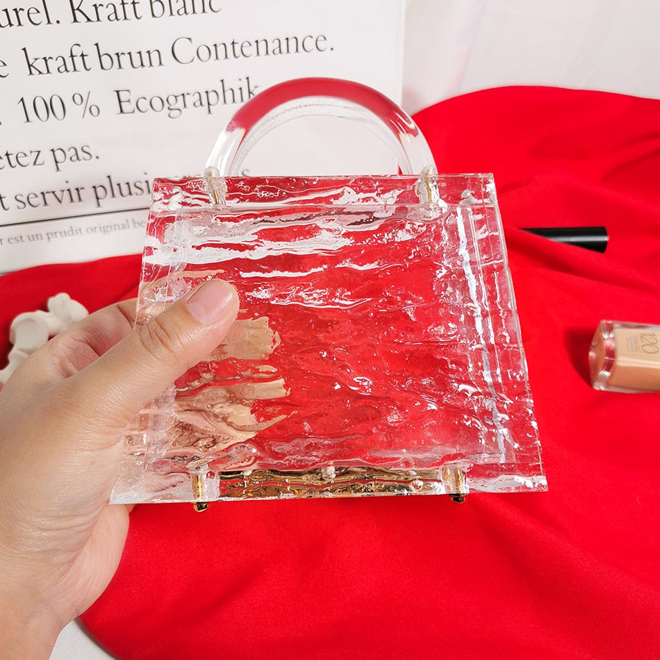 Clear Acrylic Box Evening Bag Women Summer Top Handle Dinner Clutch Purses Ladies Transparent Crystal Handbag High Quality