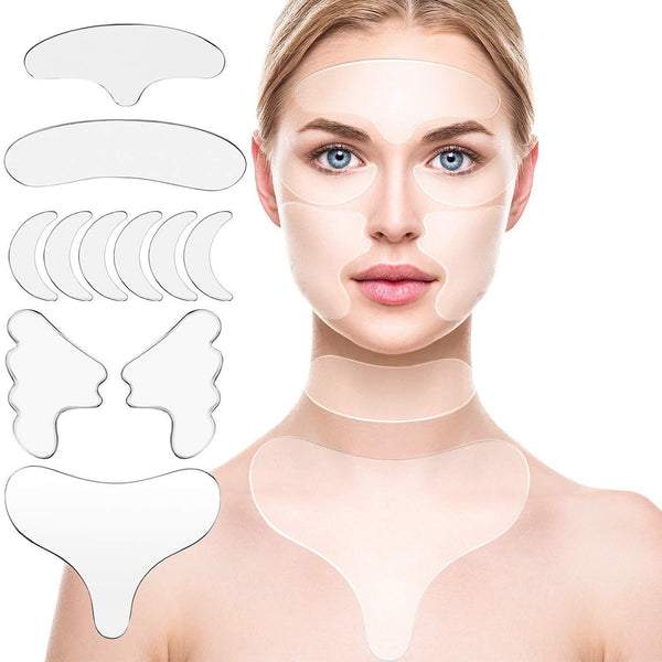 18pcs Silicone Anti-Wrinkle Sticker Tight Wrinkle-Removing Anti-Wrinkle Silicone Beauty Sticker Law Line Sticker Eye Sticker Chest Sticker