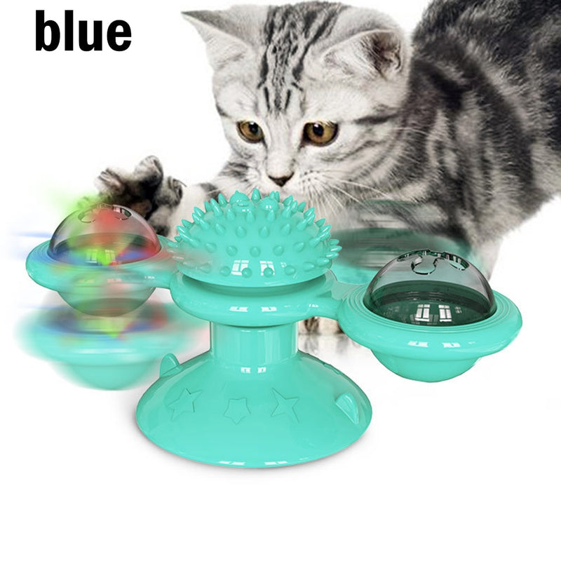 Pet Toys For Cats Dogs Turntable Puzzle Catnip Glowing Ball Interactive Rotatable Windmill Kitten Cat Toy Play Game Cat Supplies