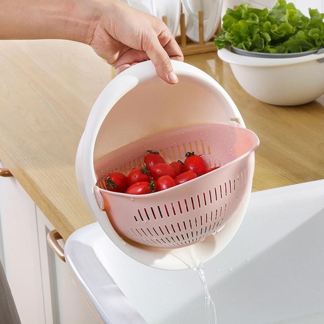 Double Drain Basket Bowl Washing Kitchen Strainer freeshipping - Annizon Home Essentials