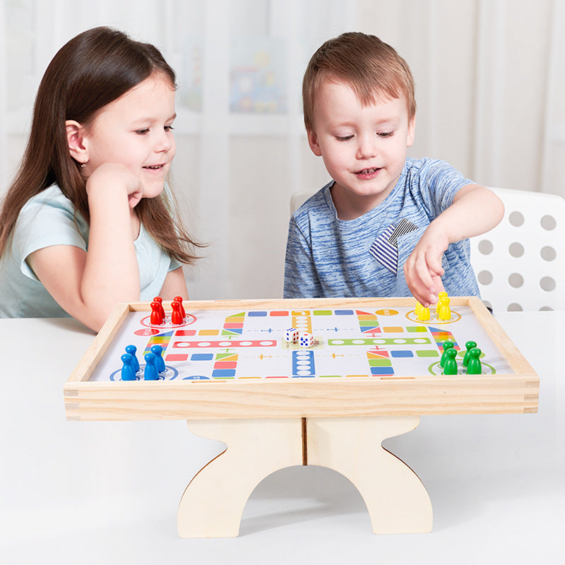 Football Flying Chess Two-In-One Tabletop Game Wooden Children's Parent-Child Interactive Toys Focus And Hands-On Ability Training