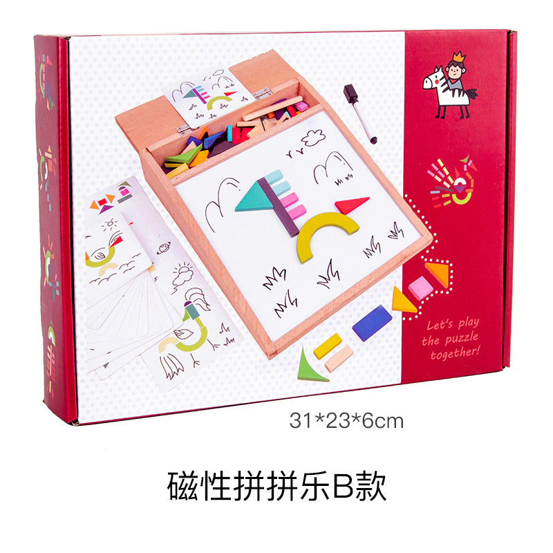 Wooden Creative Magnetic Puzzle Music Drawing Board Children's Fun Painting And Writing Puzzles Early Education Educational Toys