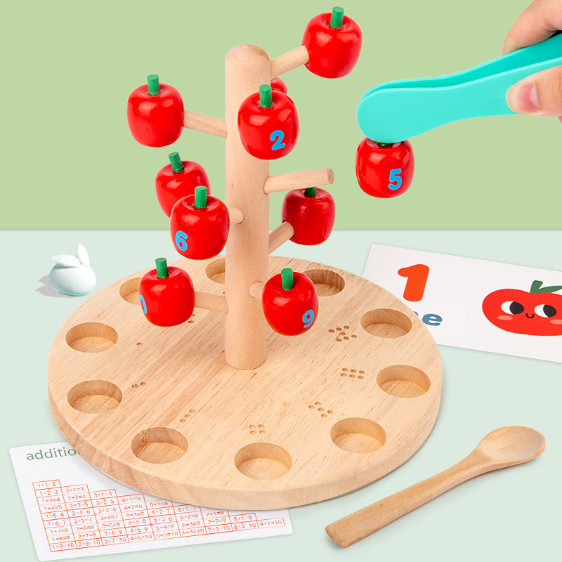 Montessori Early Education Digital Spelling Puzzle Picking Apple Toy Exercise Small Hand Fine Focus Picking Apple Game