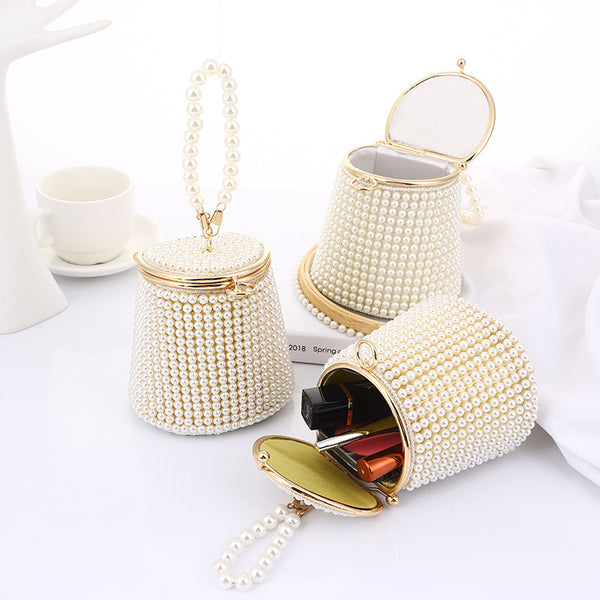 New Pearl Evening Bag Net Red Mini Portable Evening Bag Niche Bag Diy Pearl Bucket Bag