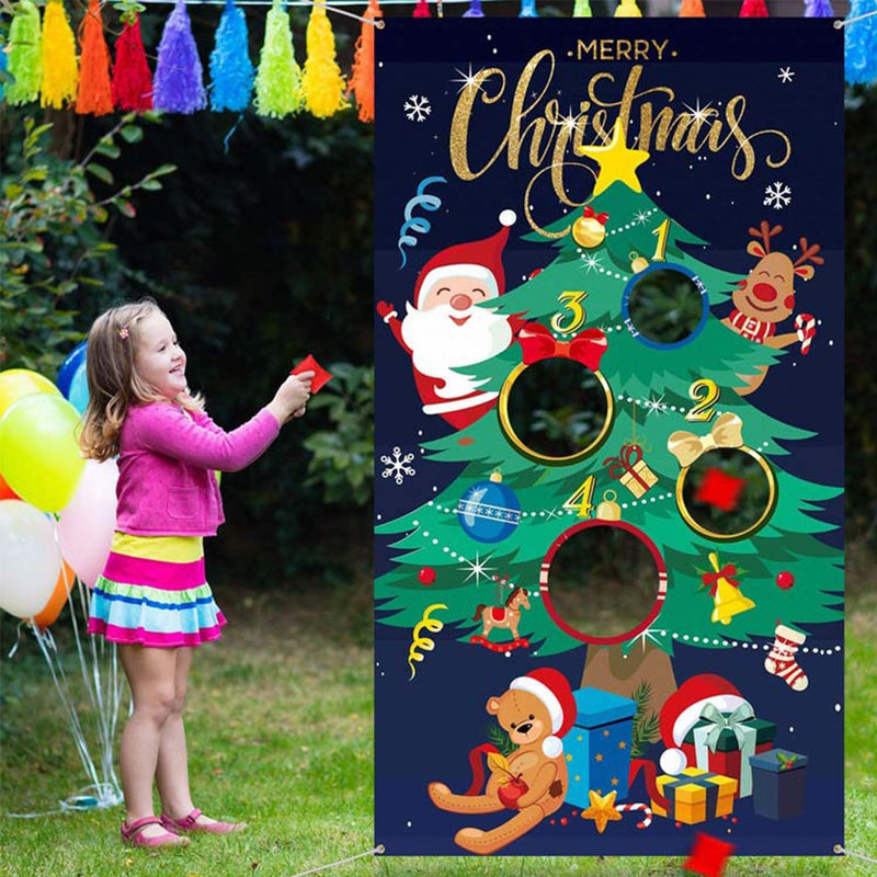 Christmas Decoration Sandbags Throwing Game Flag Party Decoration Santa Claus Christmas Tree