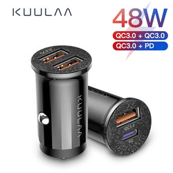KUULAA Quick Charge 4.0 48W QC PD 3.0 Car Charger for Samsung S10 9 Fast Car Charging for Xiaomi iPhone Mobile Phone USB Charger