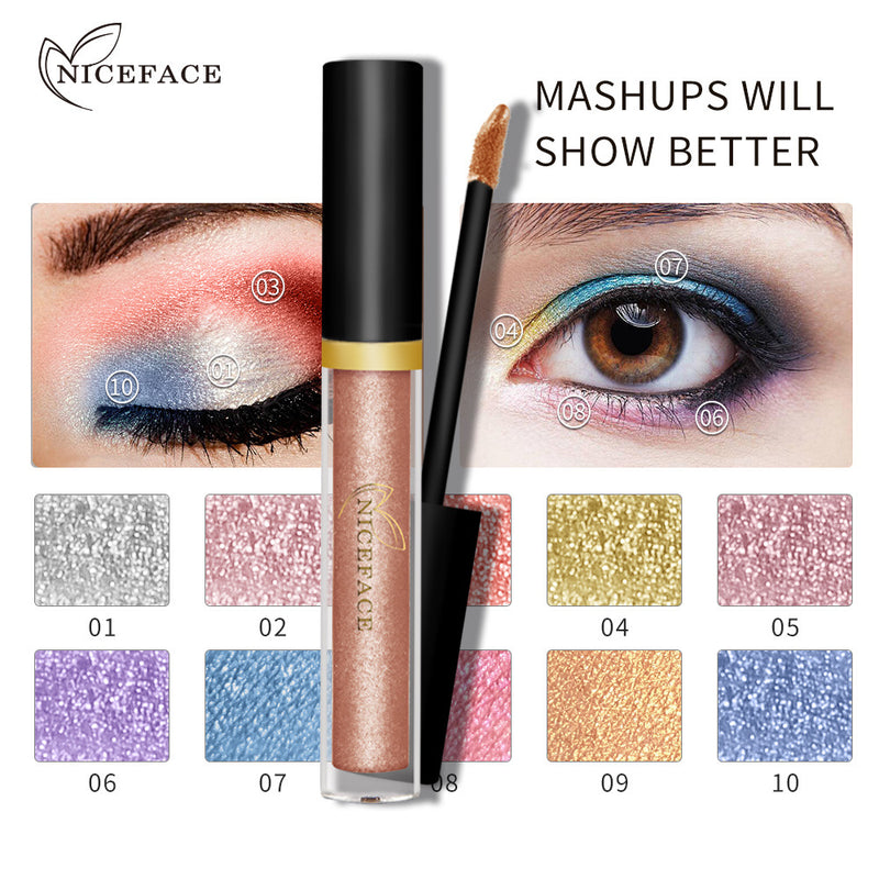 NICEFACE Colorful Shiny Eye Shadow Liquid Pearl Eye Shadow Diamond Liquid Eye Shadow Waterproof Not Smudge