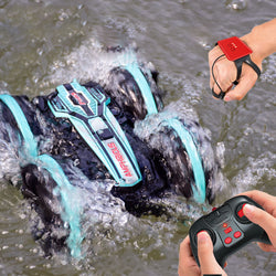 4WD Amphibious Stunt Car 2.4G Remote Control Waterproof Double-Sided Driving Tank Car Children's Toy Remote Control Car