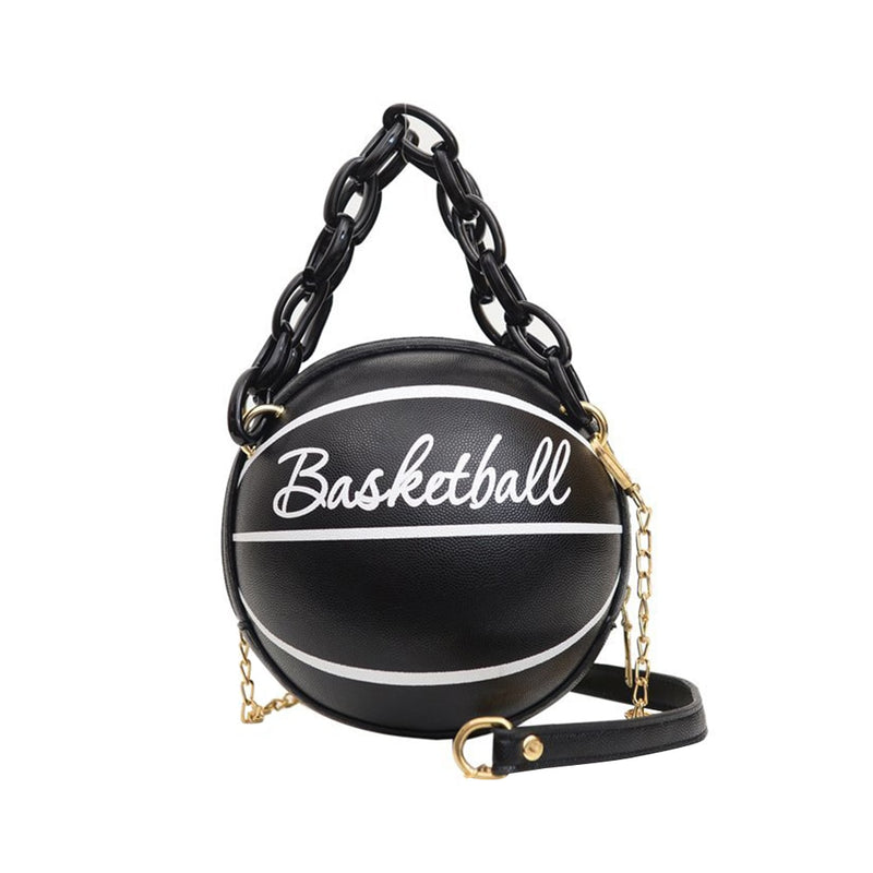 Personality female leather pink basketball bag new ball purses for teenagers women shoulder bags crossbody chain hand bags